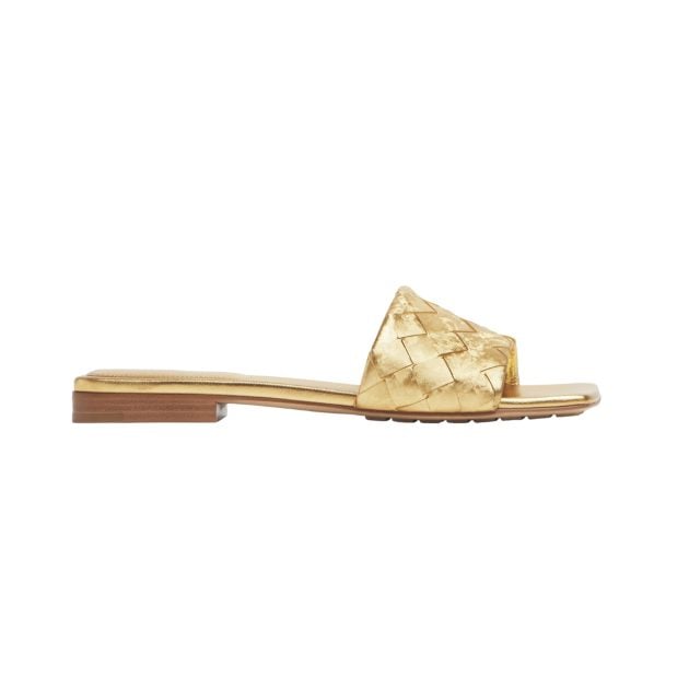 Bottega Veneta gold mules