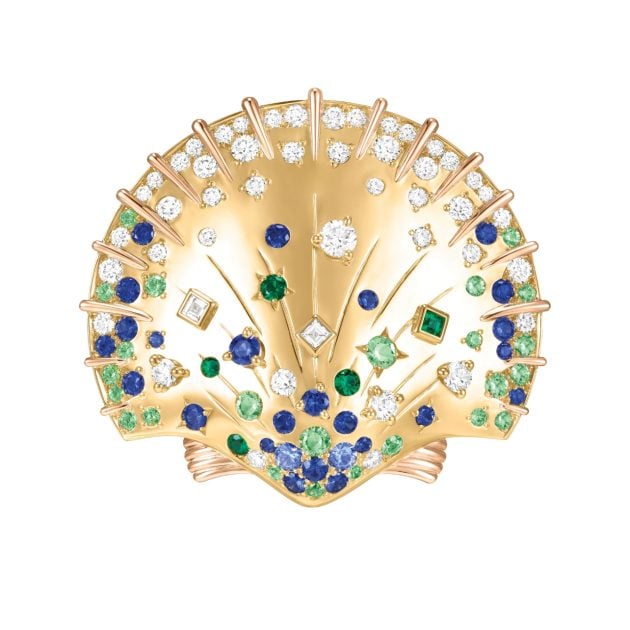 Coquillage del Caño gold shell clip with diamonds