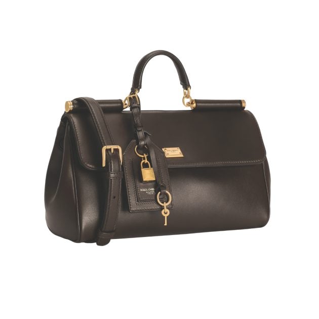 Dolce & Gabbana brown leather bag with gold accents