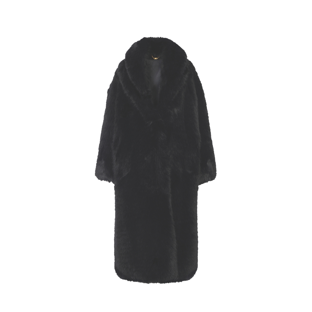 Elisabetta Franchi black long fur coat