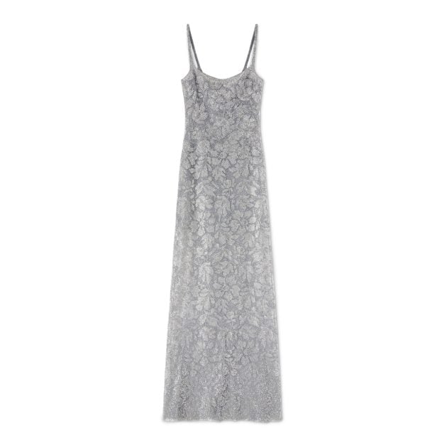 Ermanno Scervino lace and crystal silver dress