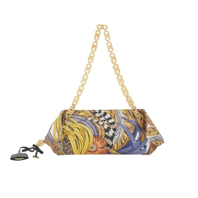 Ferragamo colorful shoulder bag with a gold chain