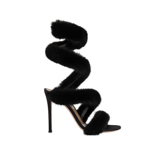 Gianvito Rossi tall fur black heels