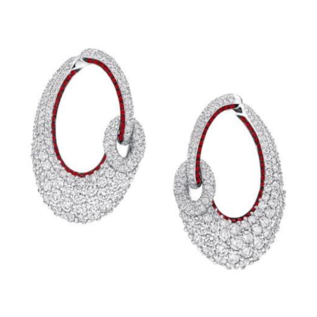 Graff ruby and white diamond hoop earrings