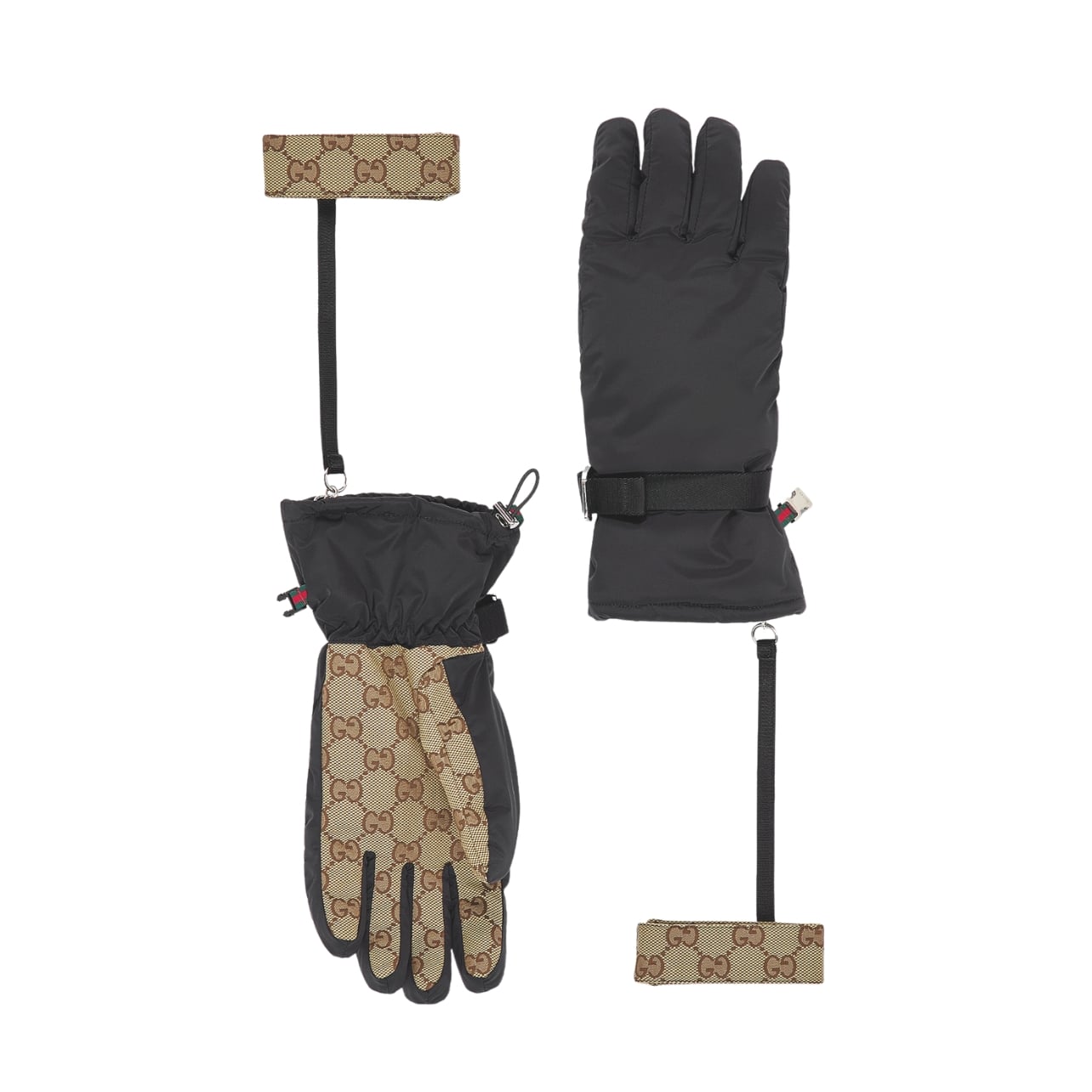 Gucci black and tan snow gloves