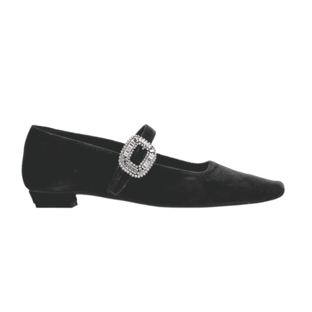 Roger Vivier black mary jane shoes with a silver buckle