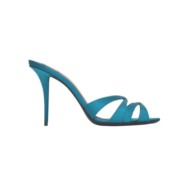 Saint Laurent by Anthony Vaccarello blue satin heels