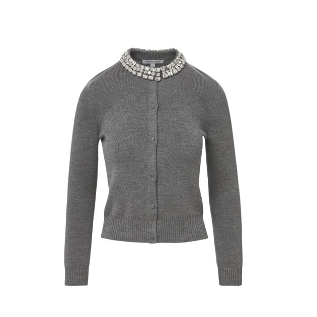 Veronica Beard grey cardigan with diamonds