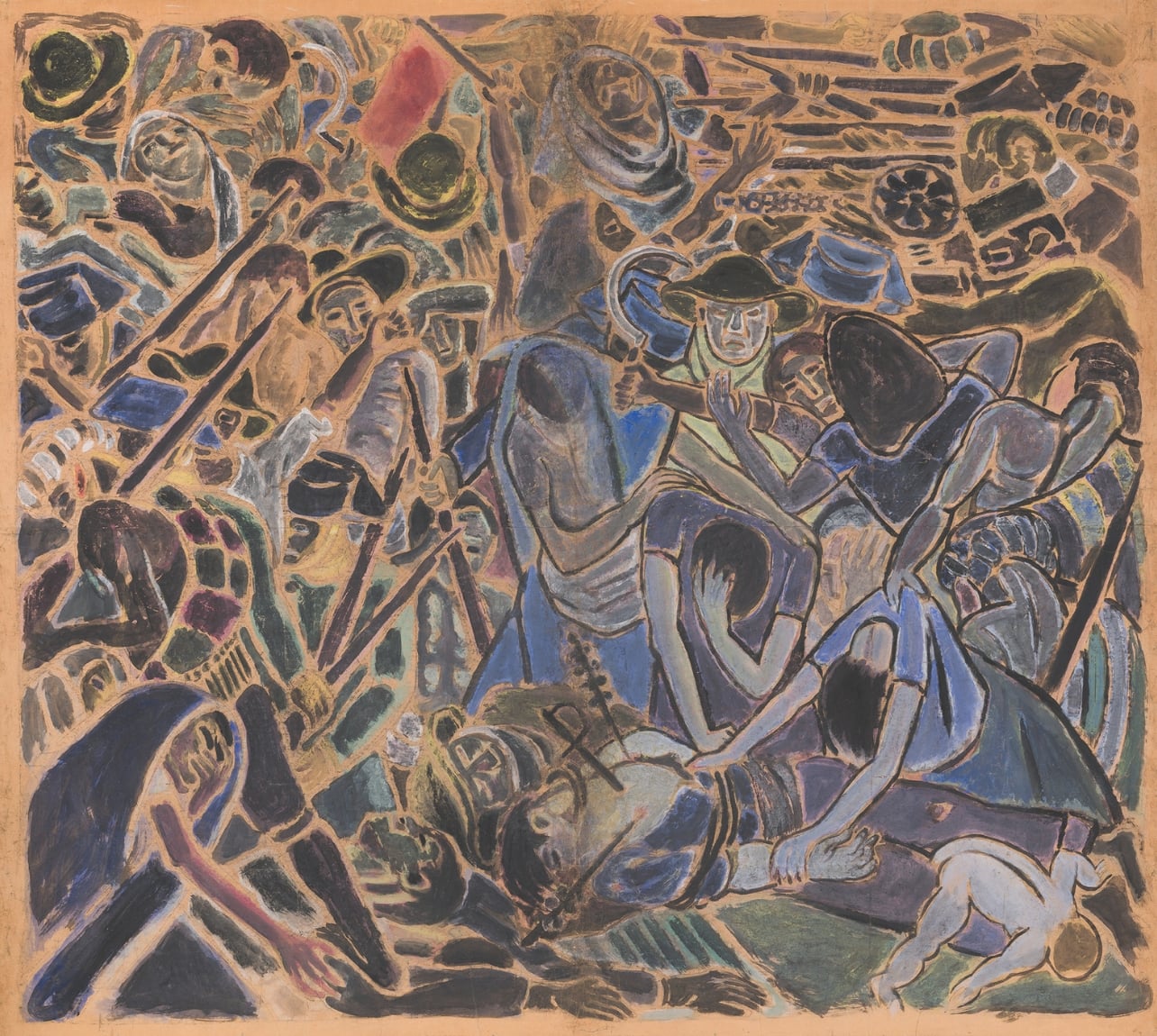 A colorful painting of the Spanish Civil War