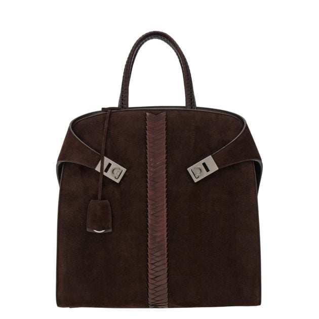 Ferragamo brown suede tote