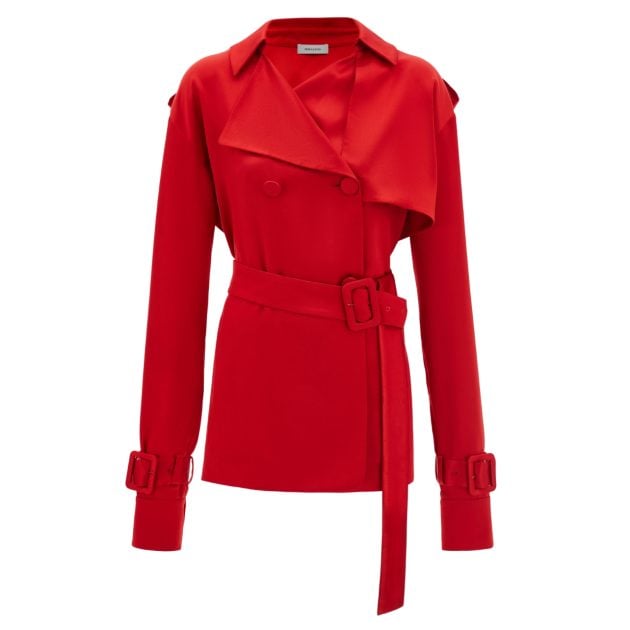 Ferragamo red long sleeve trench shirt