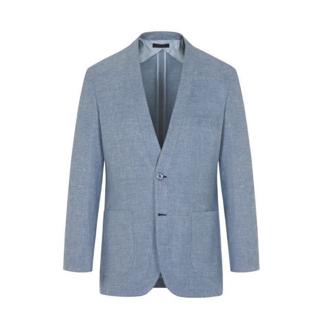 Brioni linen, wool, and silk blazer in blue