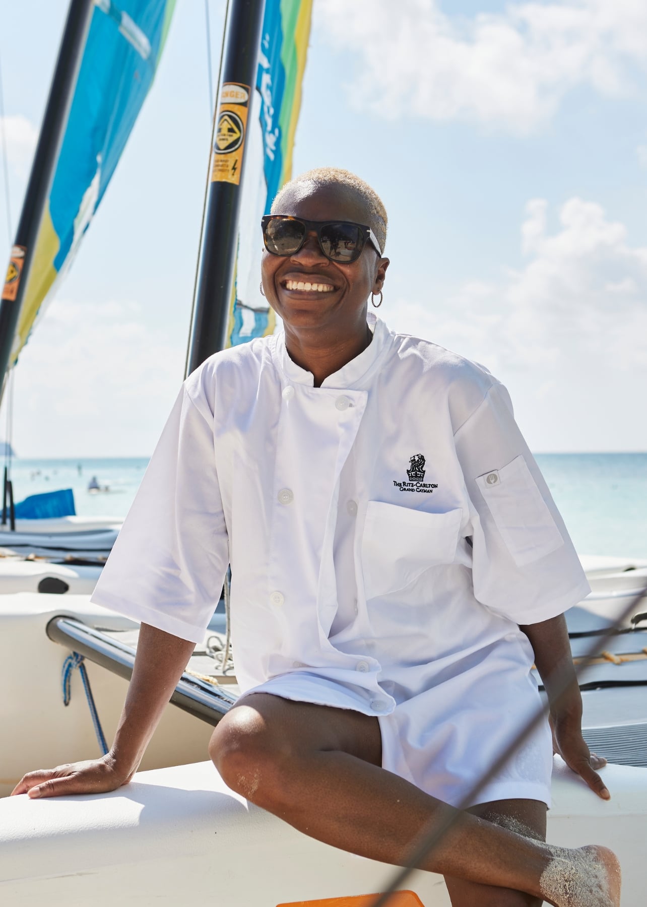 Portrait of a person smiling on a boat