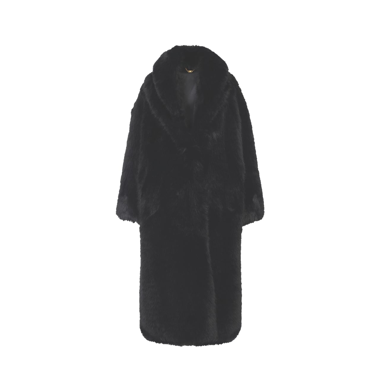 Elisabetta Franchi black long fur coat