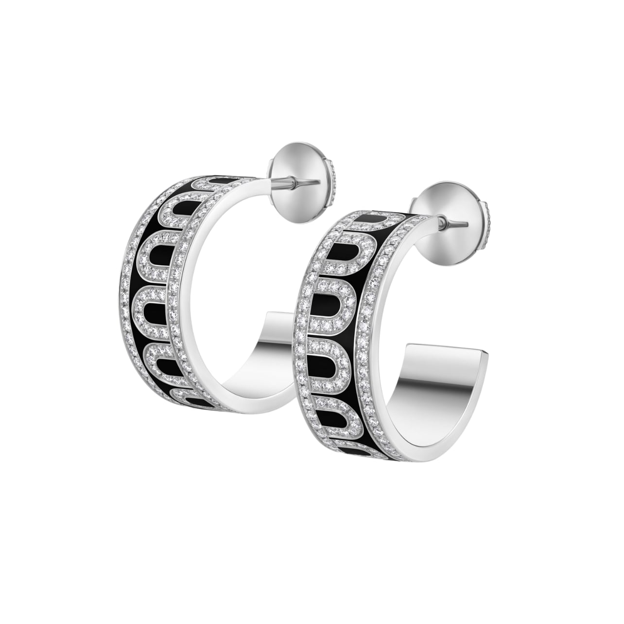 Davidor earrings with black lacquered Ceramic arches and Palais Diamonds
