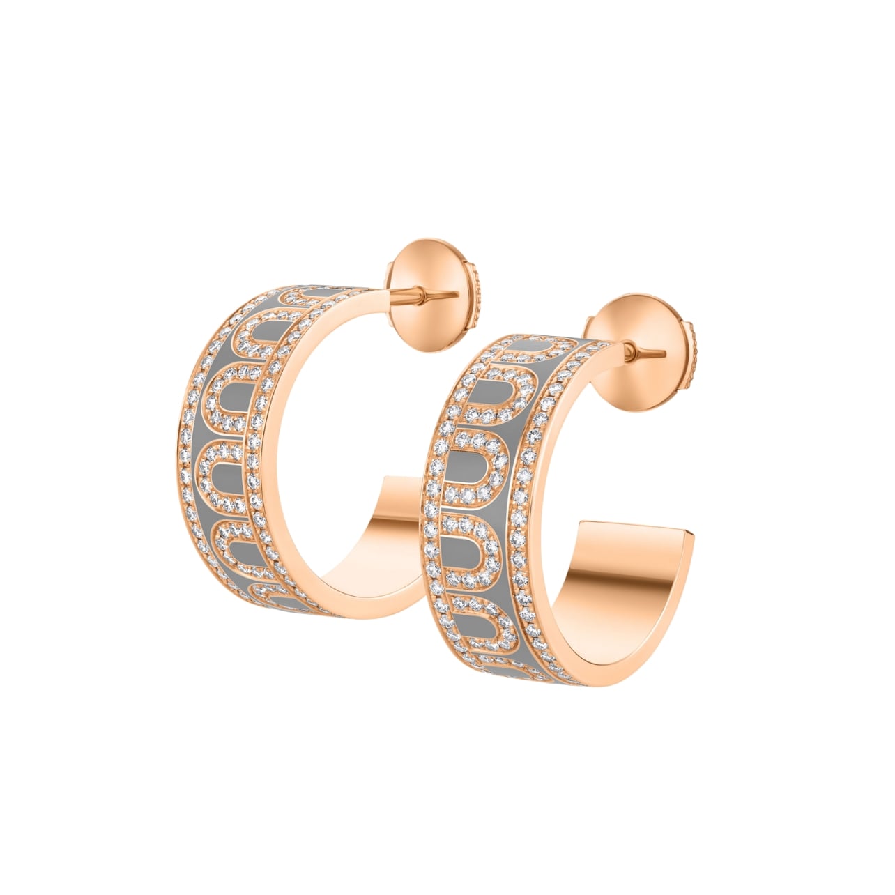 Davidor rose gold and diamond earrings with anthracite ceramic arches