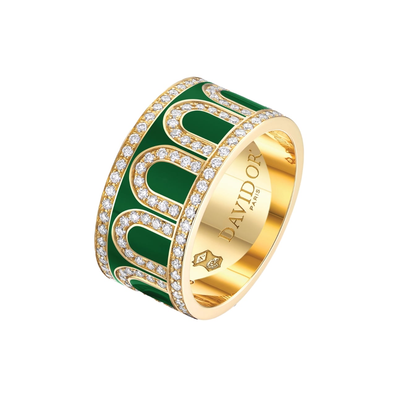 Davidor yellow gold L’Arc de Davidor ring GM with Palais Royal lacquered ceramic and Palais diamonds
