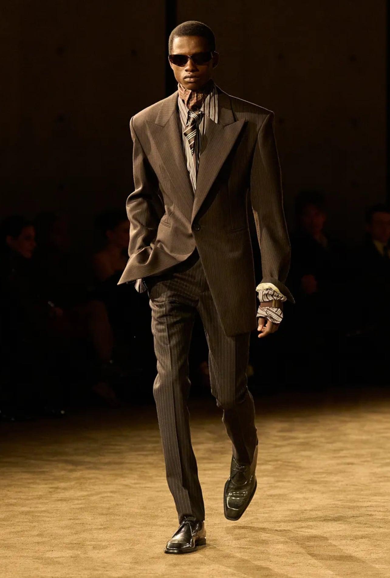 Runway model wearing a Saint Laurent look from Fall 2026 Men’s Fashion Week