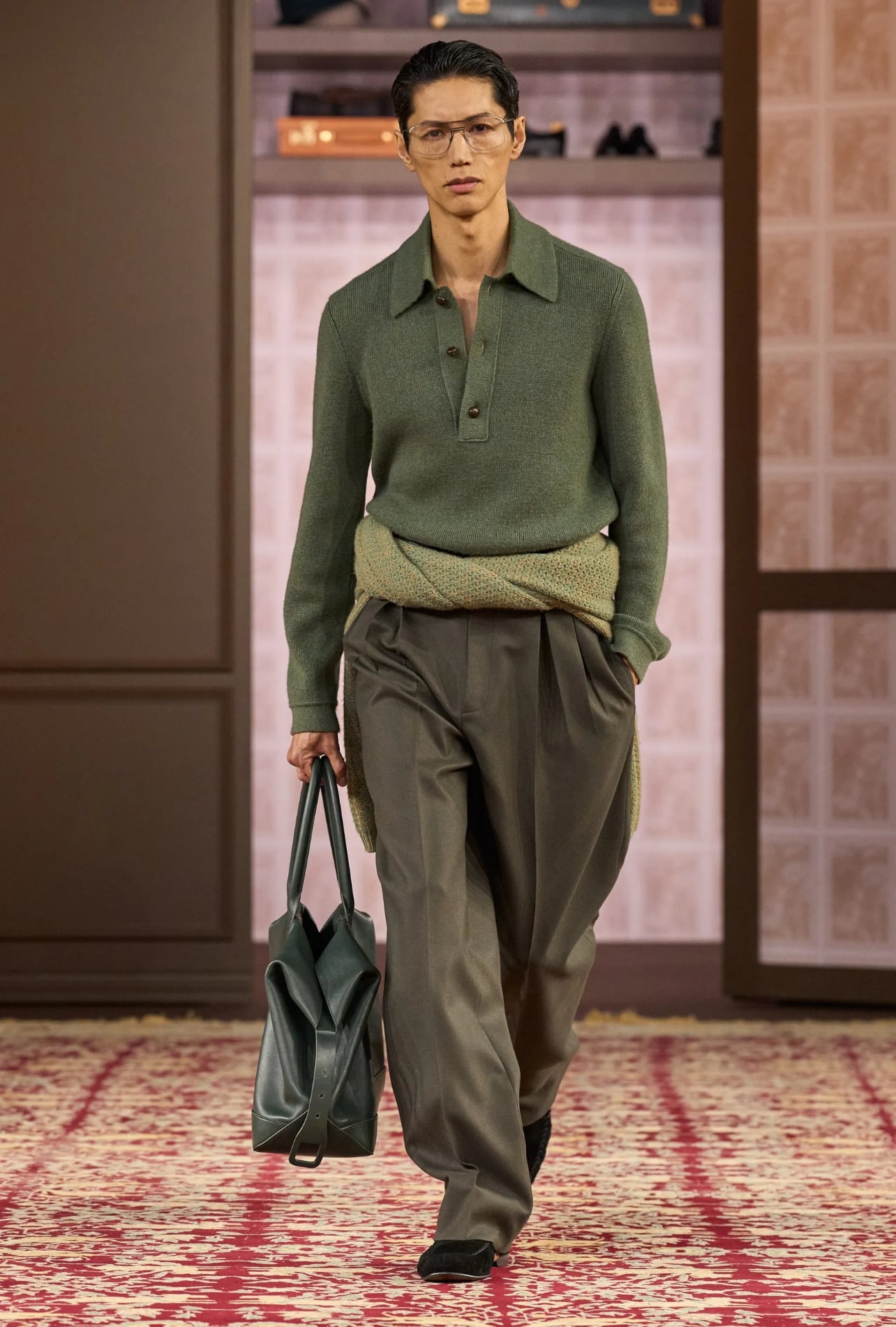 Runway model wearing a Zegna look from Fall 2026 Men’s Fashion Week