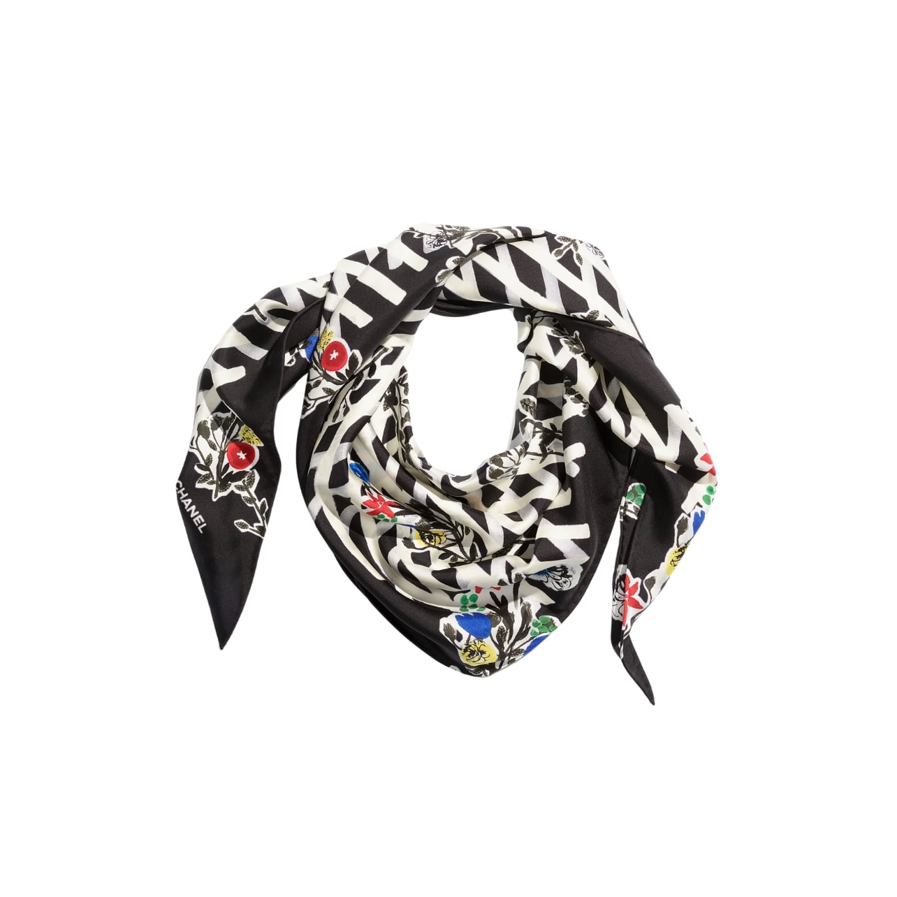 Chanel silk scarf with a floral design
