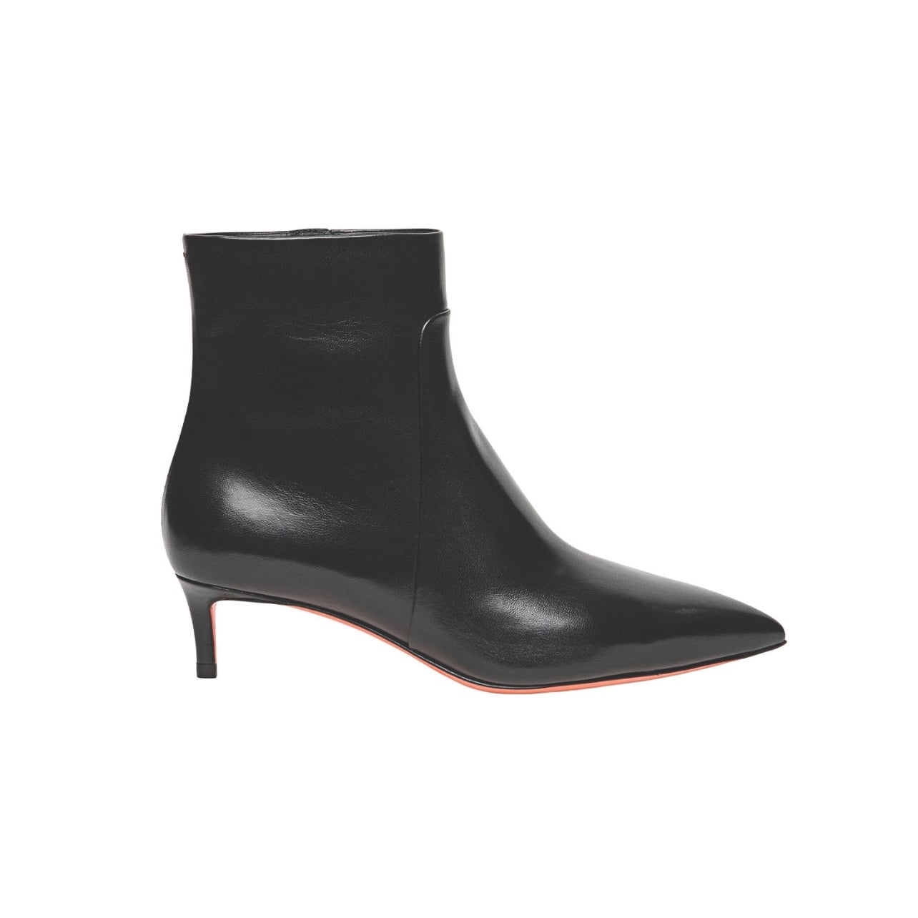 Santoni black pointed toe booties