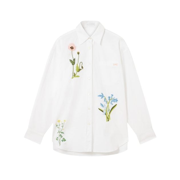 Stella McCartney white embroidered shirt with flowers
