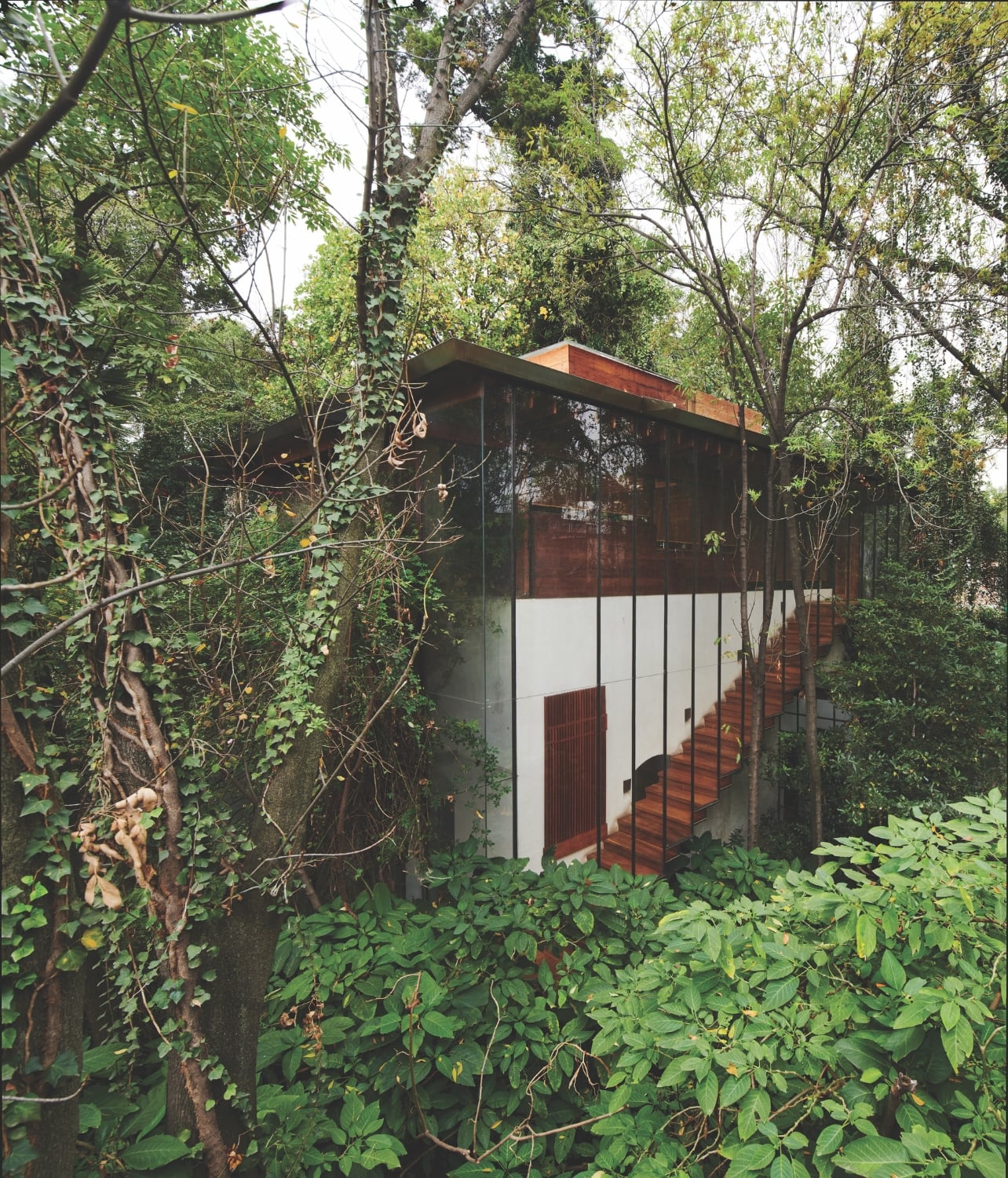 Exterior shot of Casa Kalach building surrounded by trees