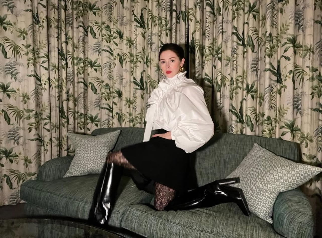 Model posing on couch