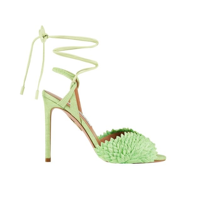 Aquazzura green canvas lace up heels