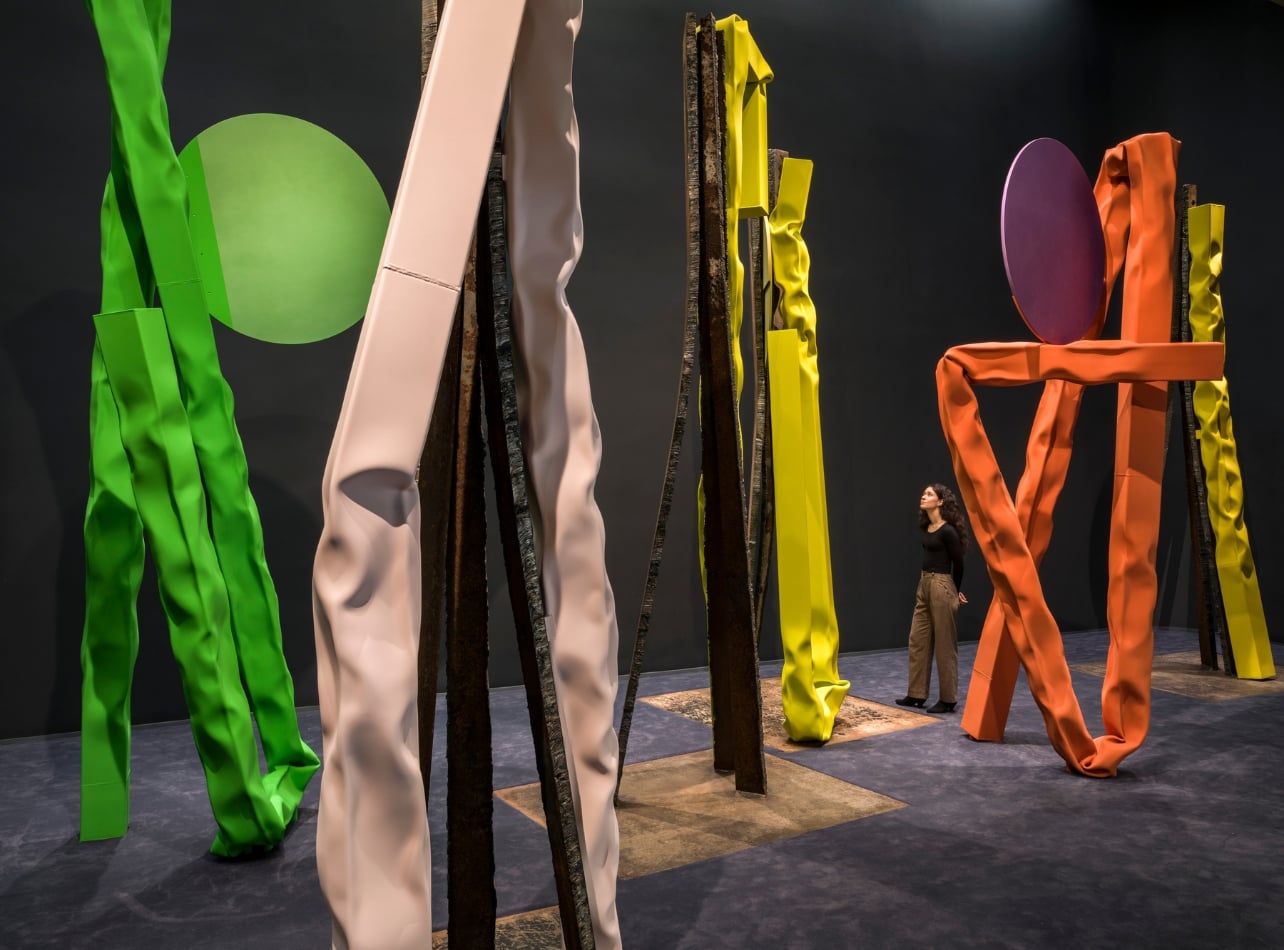 Carol Bove colorful sculpture installation at the Guggenheim art gallery