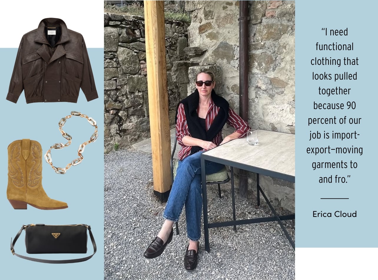 A portrait of Erica cloud and a collage of products