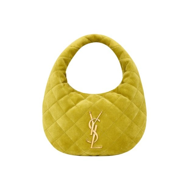 Saint Laurent green velvet purse