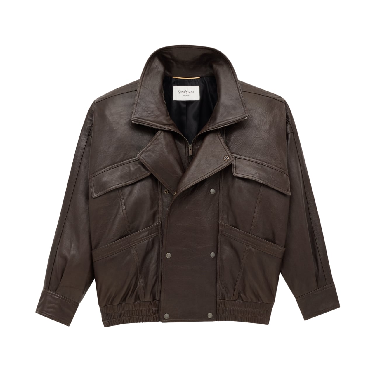 Saint Laurent brown leather bomber jacket