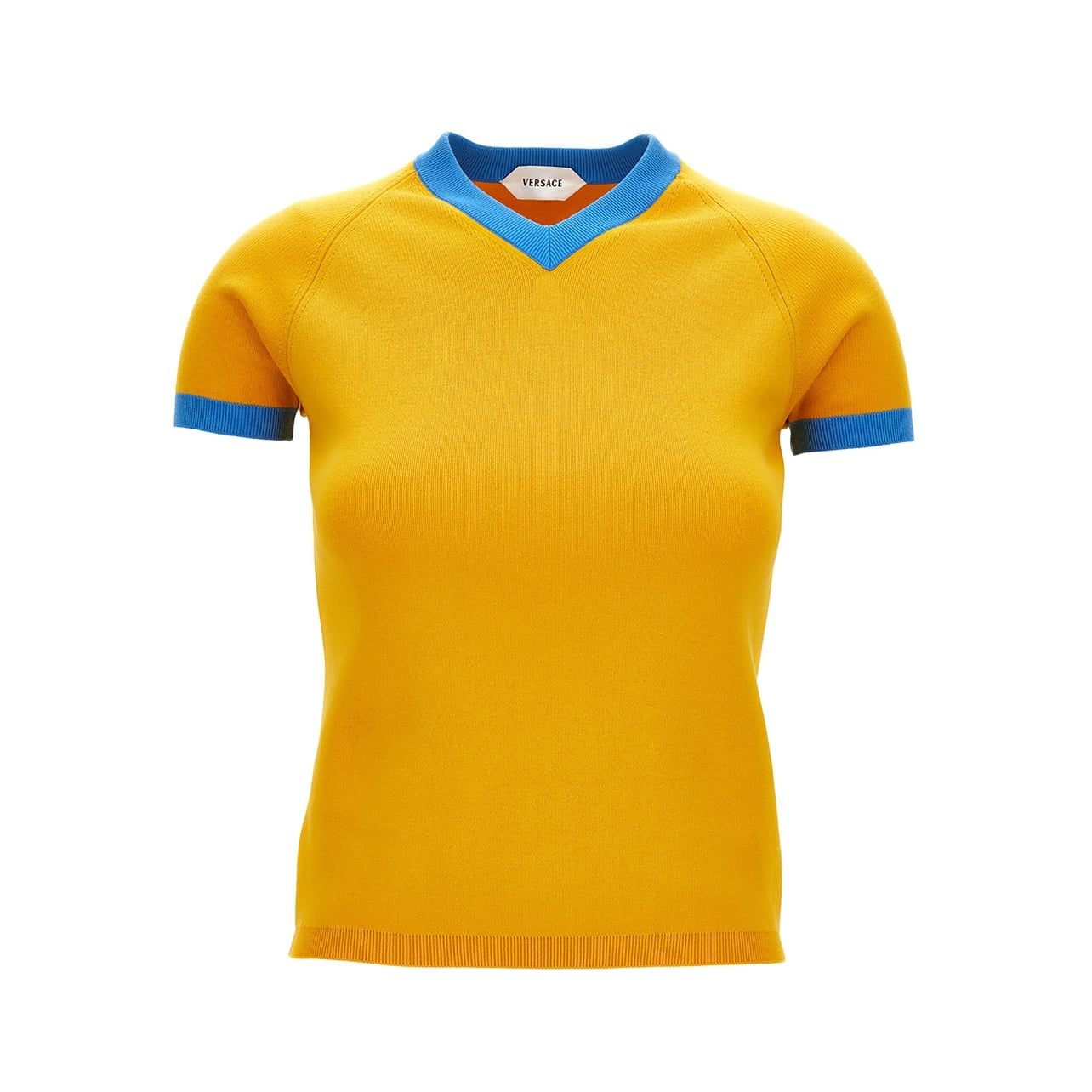 Versace yellow shirt with blue trim