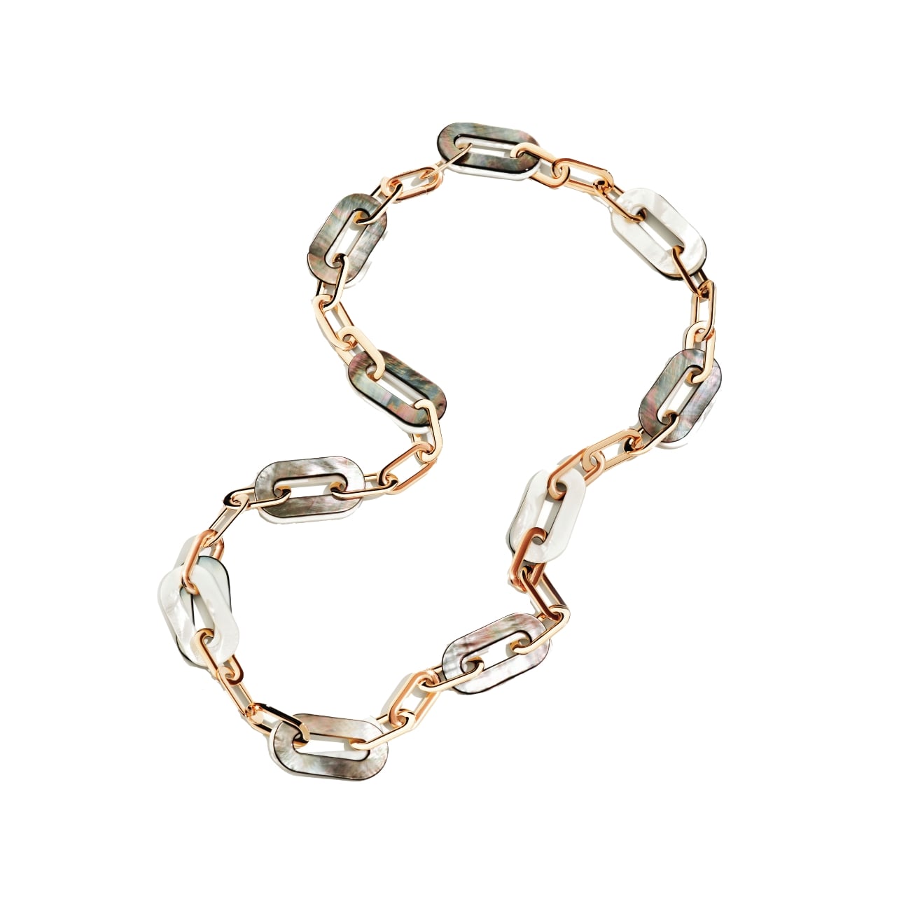 Vhernier necklace with gold and abalone chains