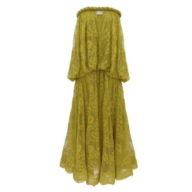 Zimmermann green lace strapless dress