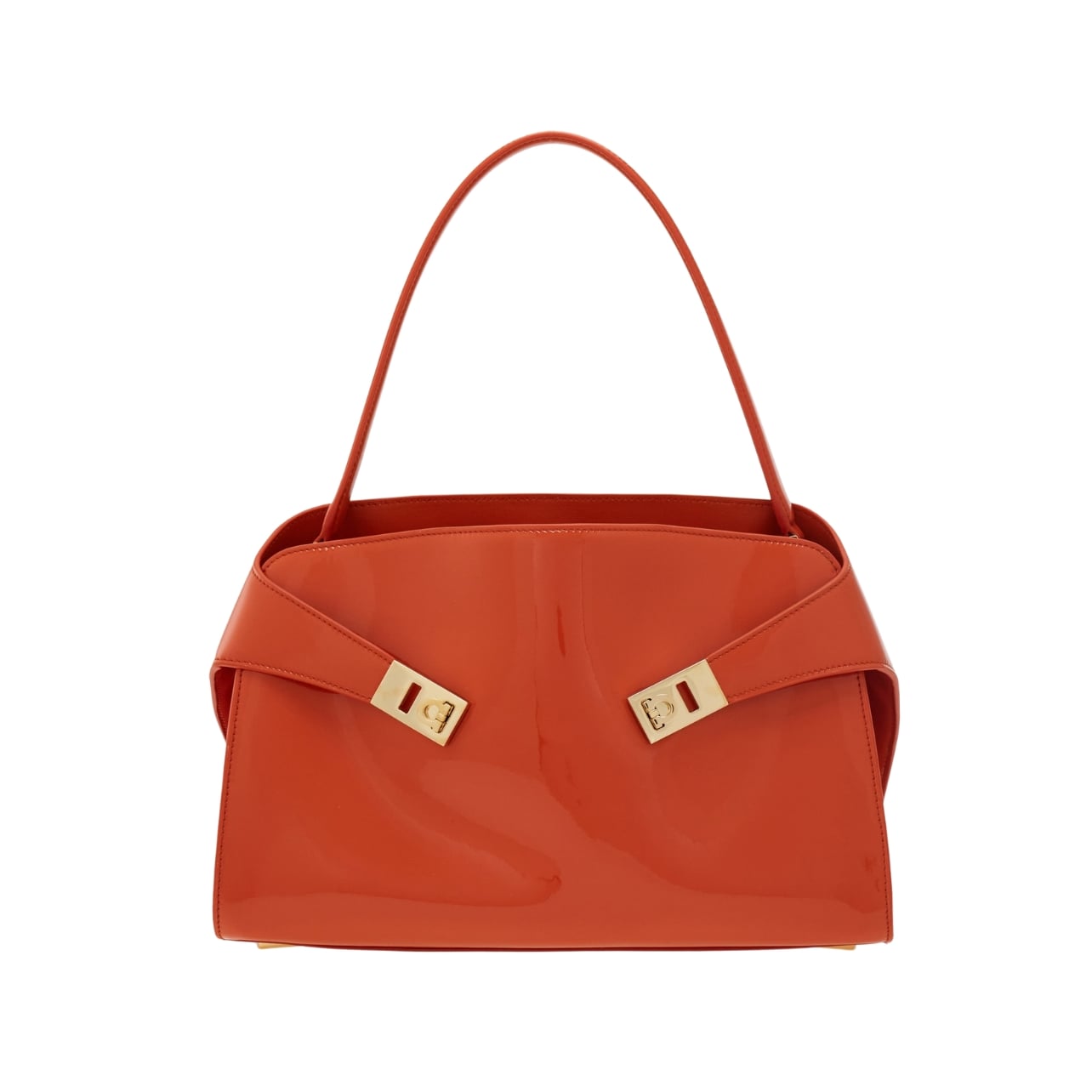 Ferragamo soft shoulder bag in a scarlet color