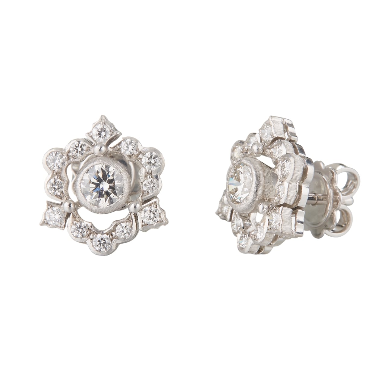 Buccellati silver and diamond Ghirlanda studd earrings