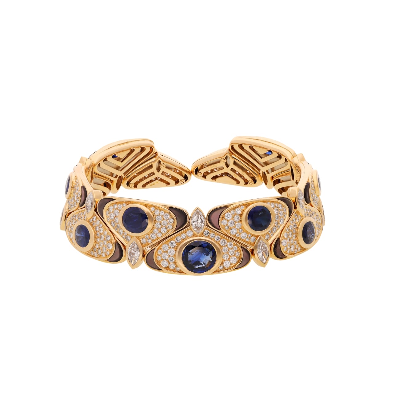 Marina B sapphire, diamond, and mother-of-pearl necklace