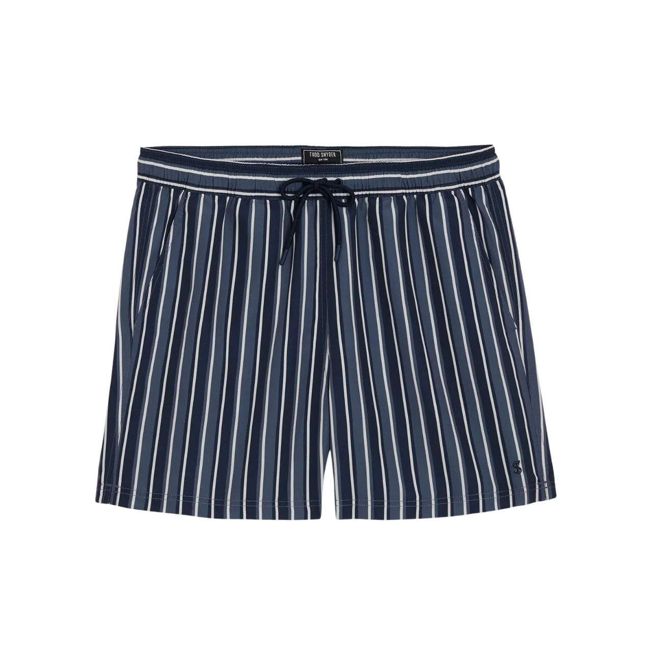 Todd Snyder navy striped swim shorts