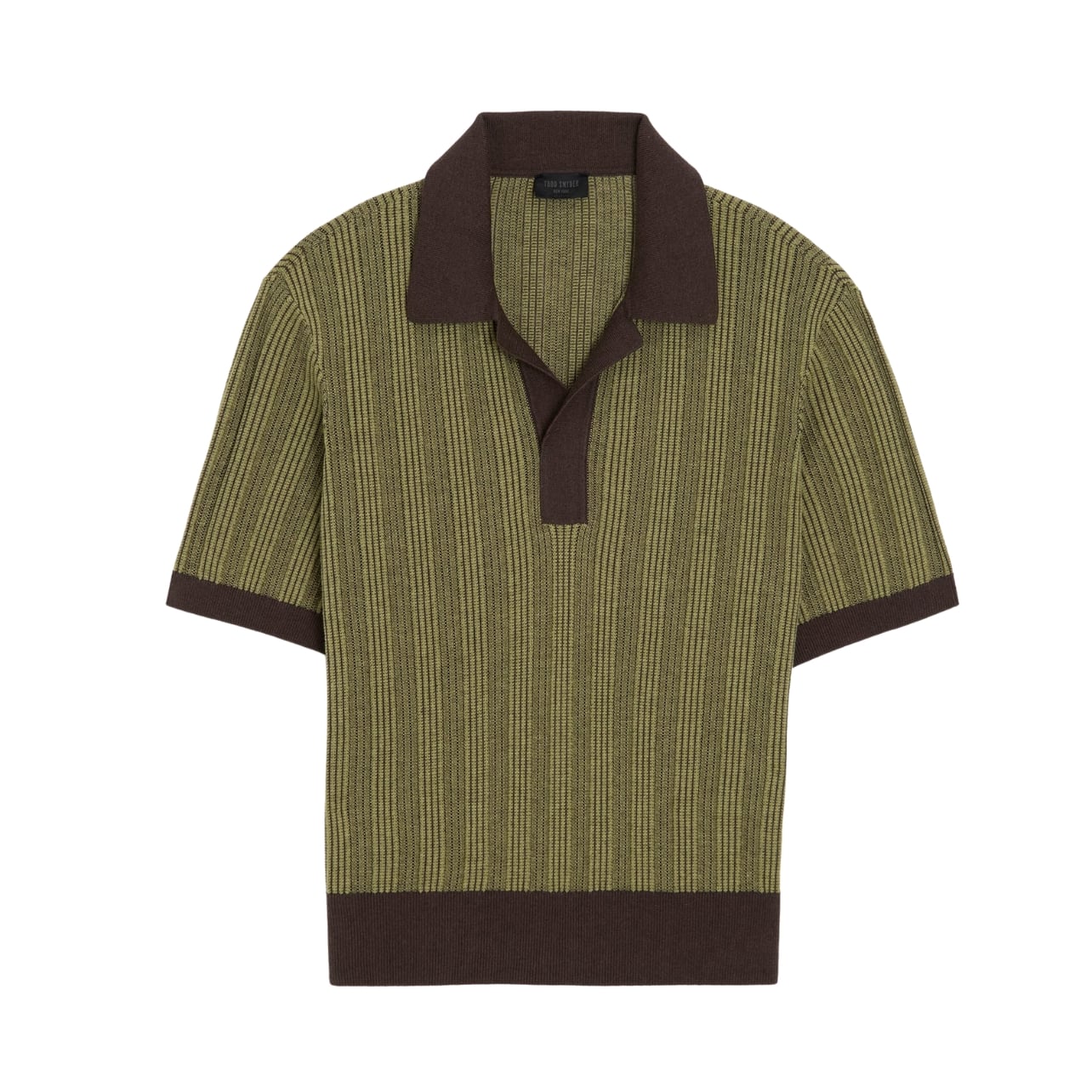 Todd Snyder Casanova Sweater Polo in green and brown