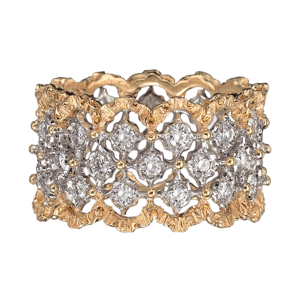 Buccellati Rombi Collection Eternelle gold ring with diamonds