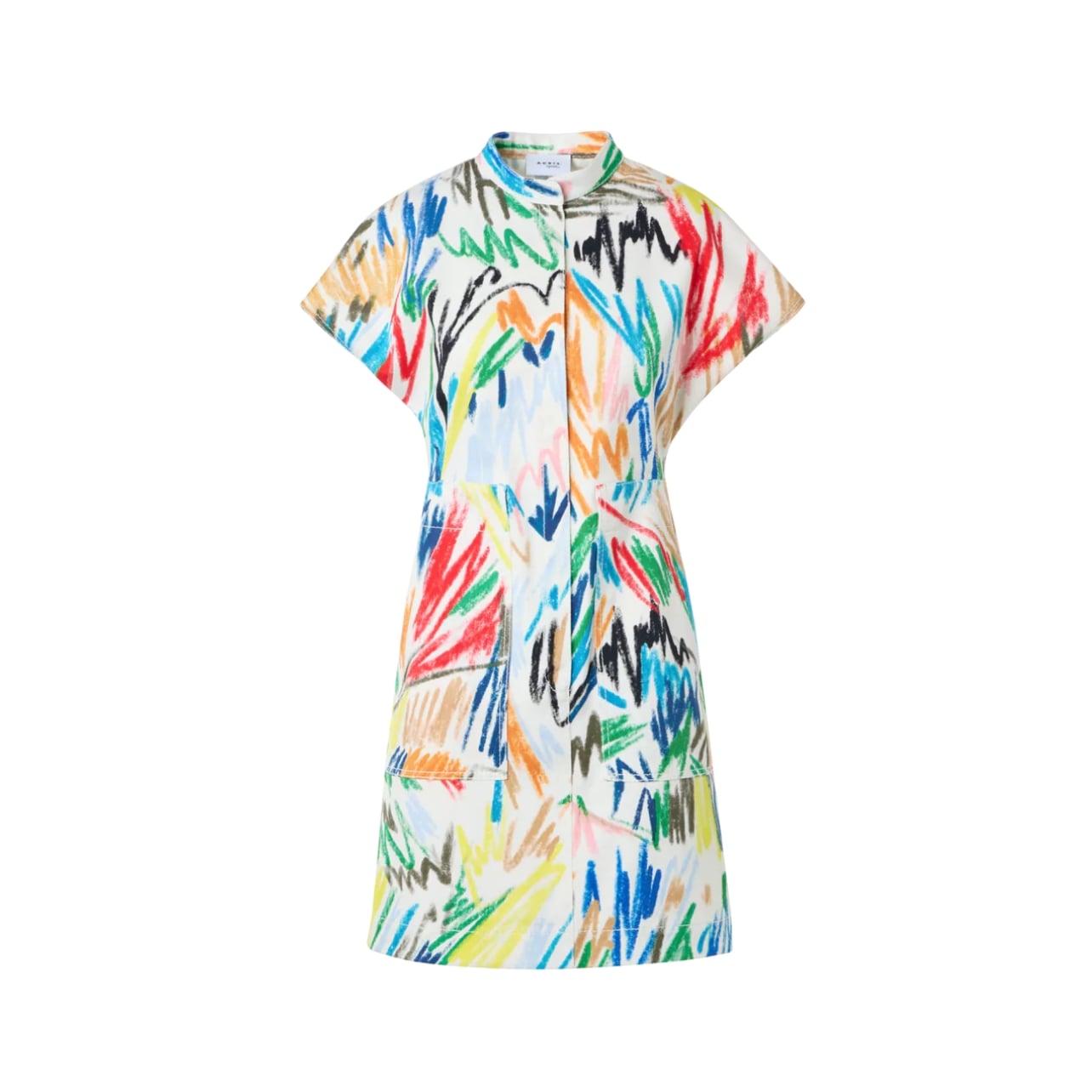 Akris colorful scribble Print Cotton Denim Mini Dress