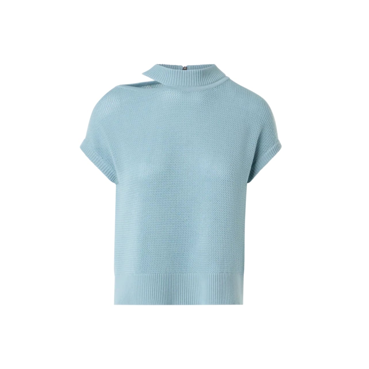 Akris blue short-sleeve Merino Mesh Pullover