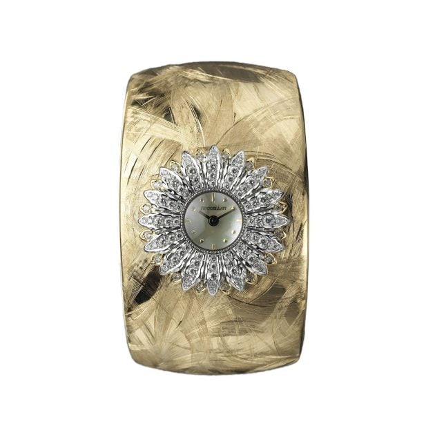 Buccellati gold cuff watch with an engraved textured finish