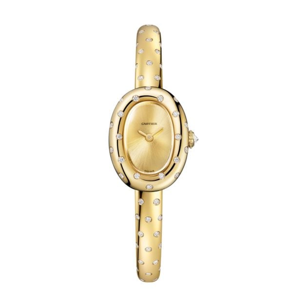 Cartier gold Baignoire watch with diamond detailing