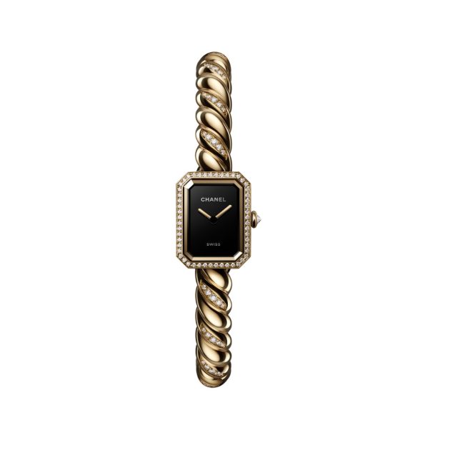 Chanel watch with gold and diamond accents