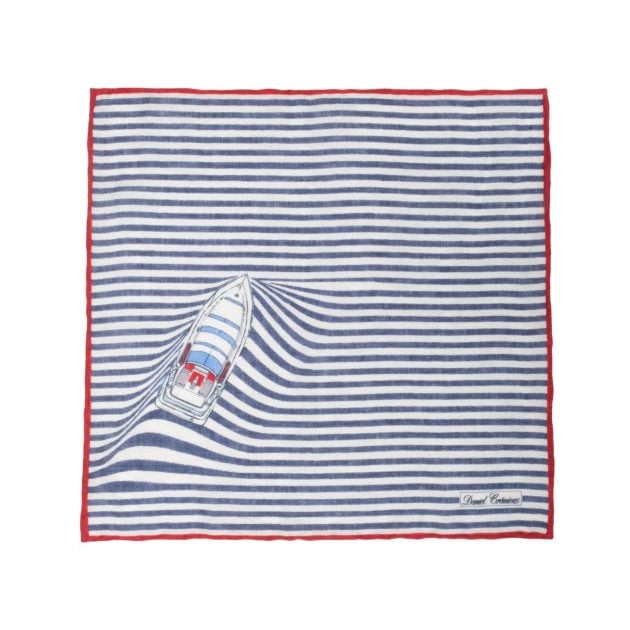 Cremieux Striped linen pocket square with a yacht-inspired design