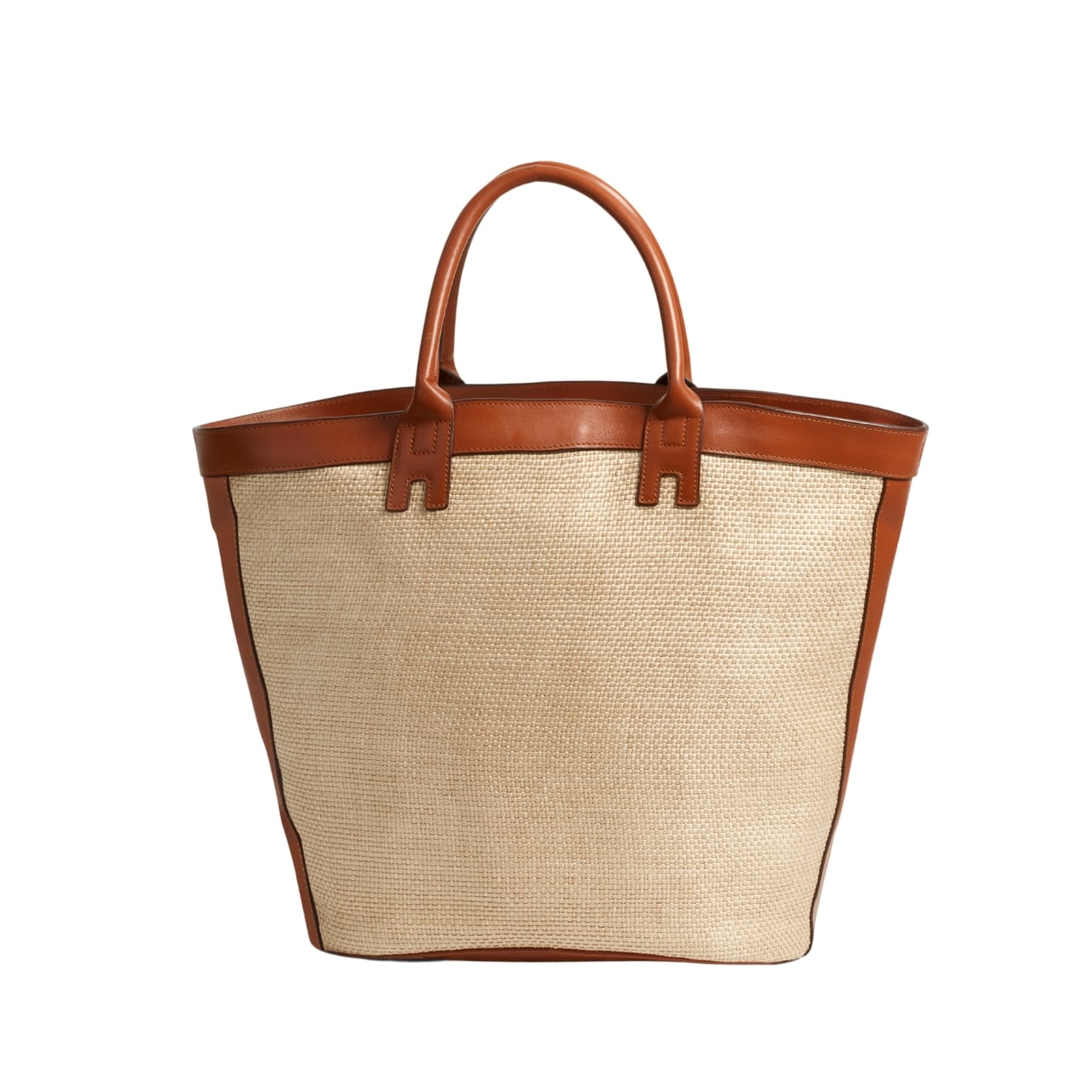 Haremlique Istanbul raffia beach bag with brown leather handles