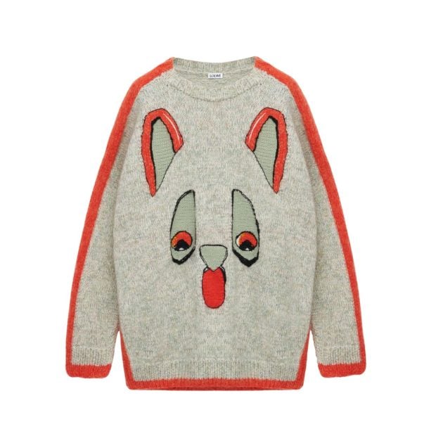 Loewe wool sweater with futurist cat embroidery